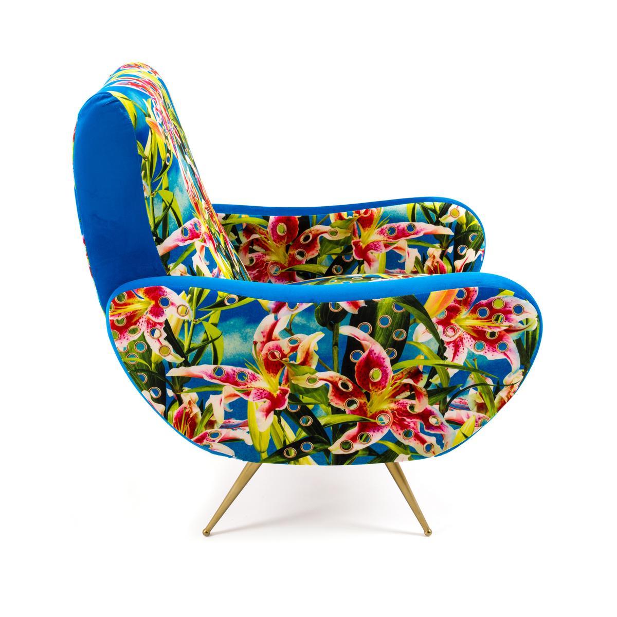 FLOWERS WITH HOLES Fabric armchair with armrests