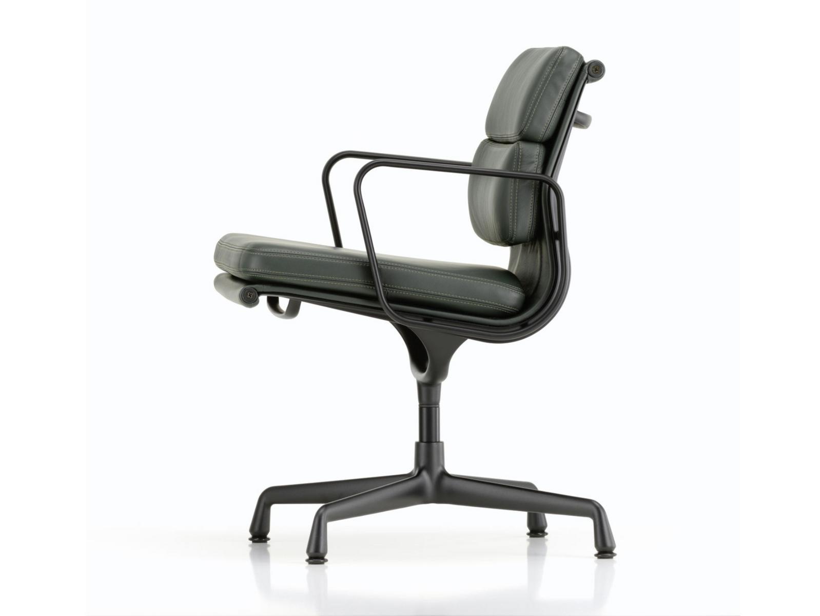 SOFT PAD EA 208 Swivel leather chair with 4-spoke base with armrests
