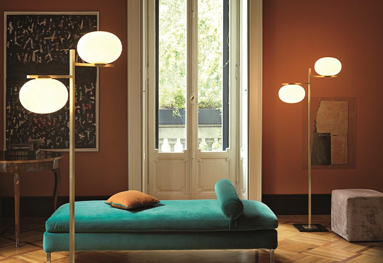 ALBA - 383 Brass and glass floor lamp