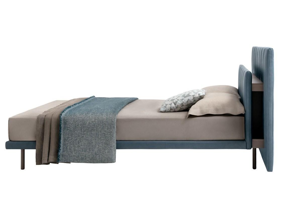 GRANGALA Fabric or leather double bed with upholstered headboard
