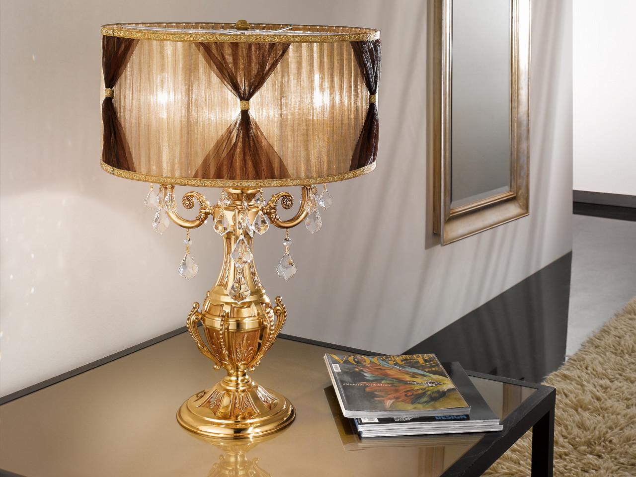 WINDSOR 888/L3-SH/P French Gold table lamp with Schoeler crystals