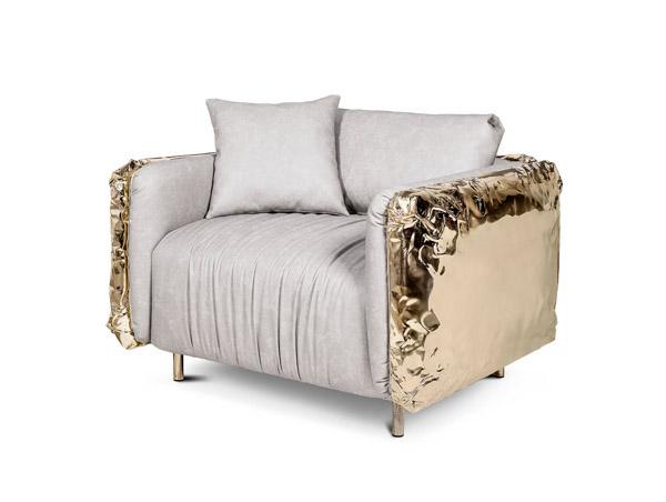 IMPERFECTIO Upholstered leather armchair with armrests