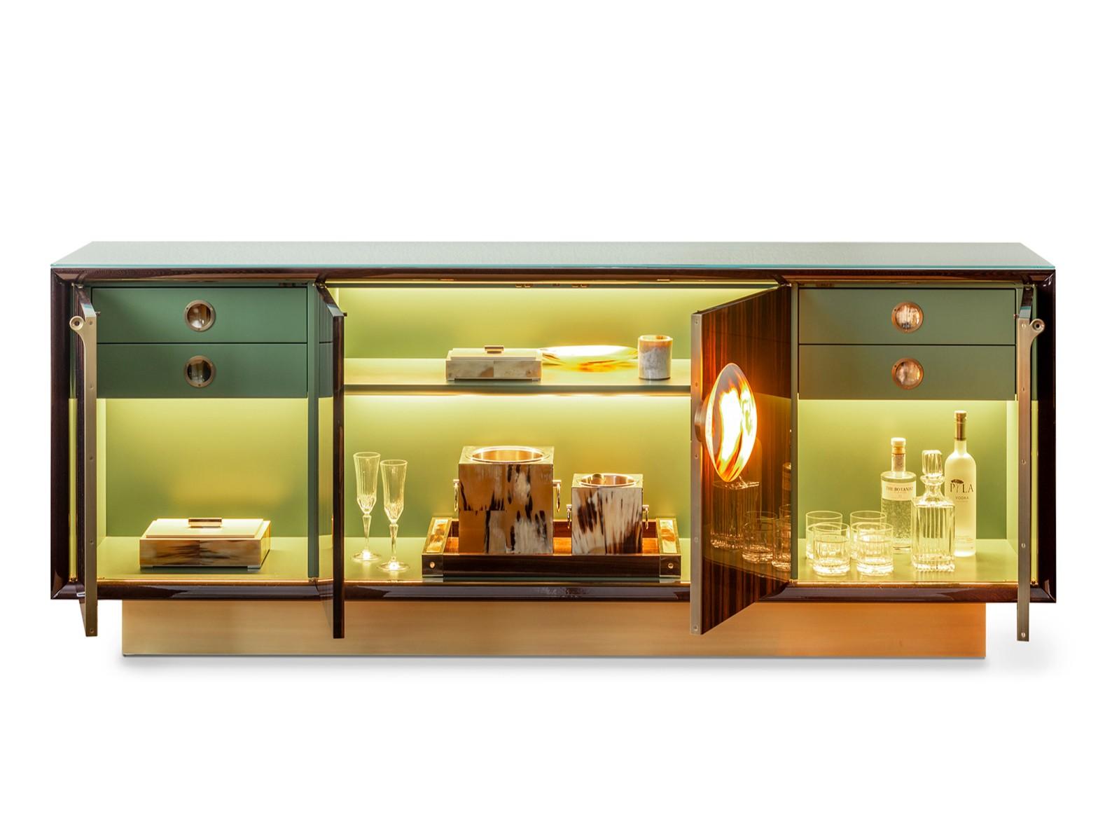 HELIOS 7015EBL Ebony sideboard with doors, drawers and integrated lighting