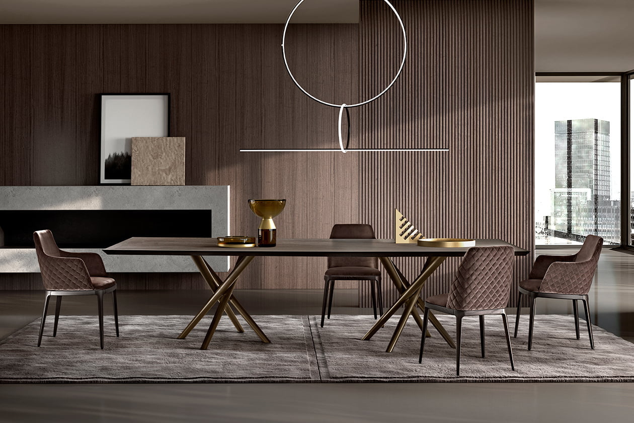 BALY WOOD Rectangular veneer table in a modern style