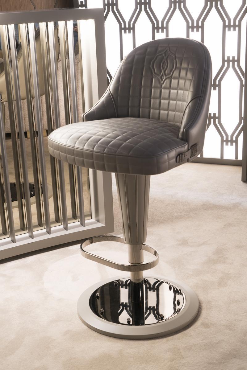 OPHELIA High leather barstool with back