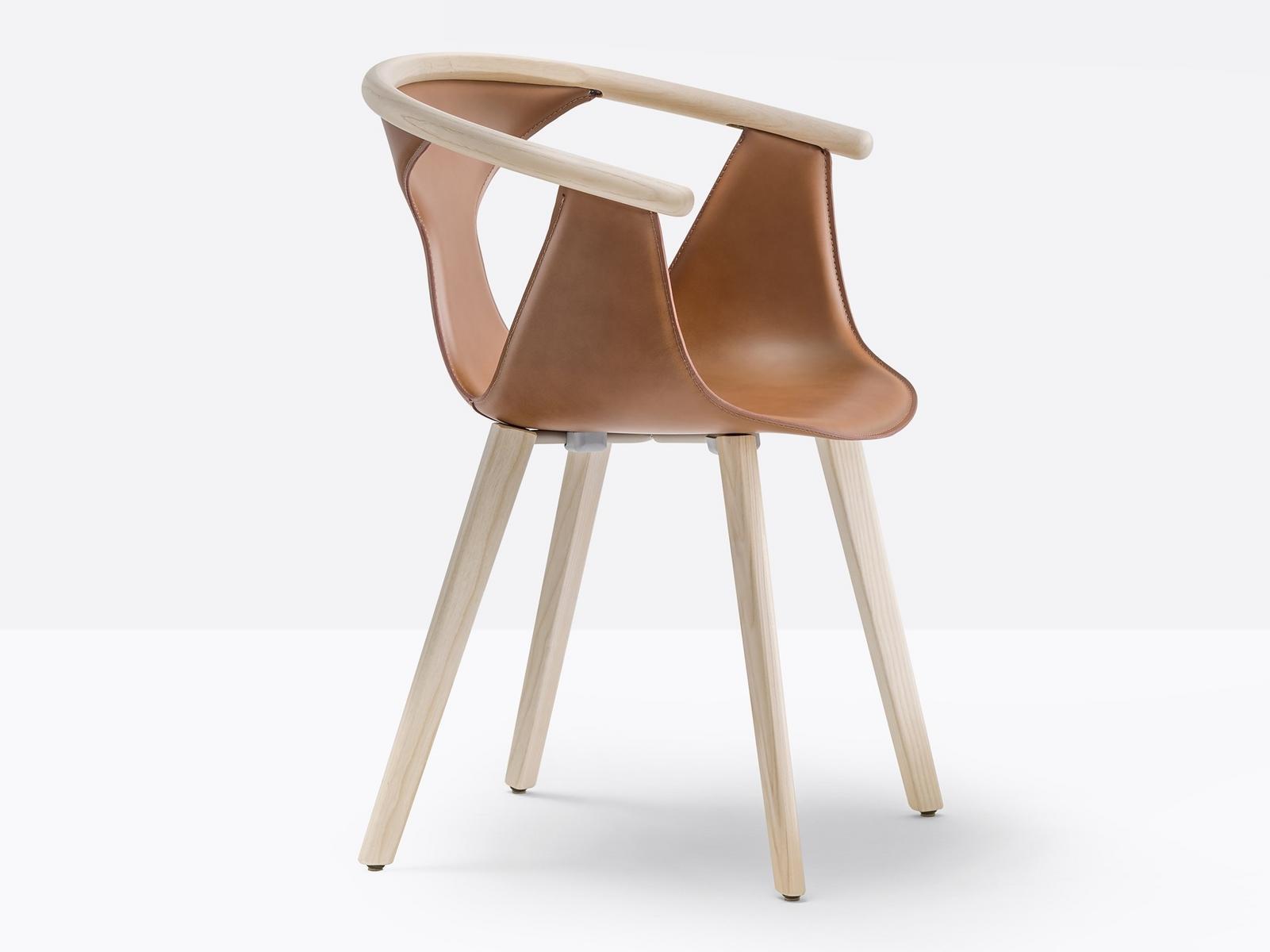 FOX SOFT 3727 Tanned leather chair with armrests