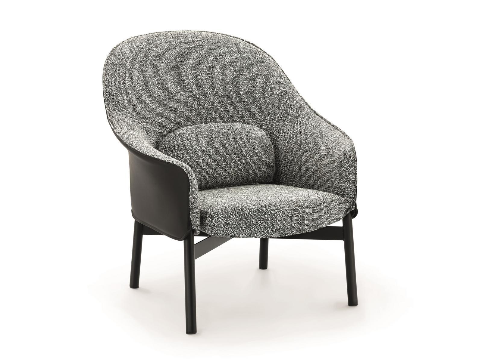 GLORIA HIGH Fabric easy chair with armrests