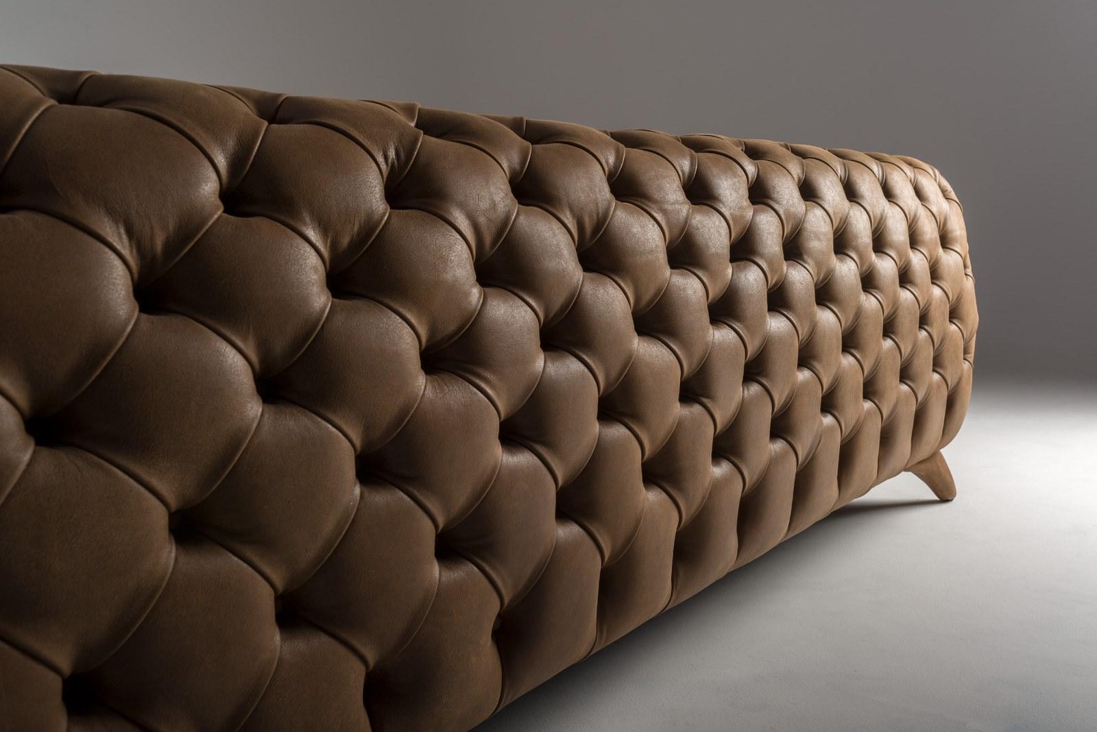 ISIDORO Tufted 3 seater nabuk sofa