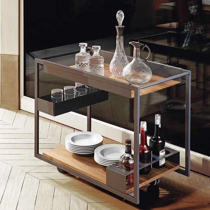 MOJITO WOOD Rectangular wood coffee table with drawers