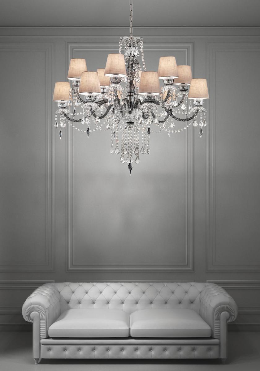 MICHIEL Glass chandelier with crystals