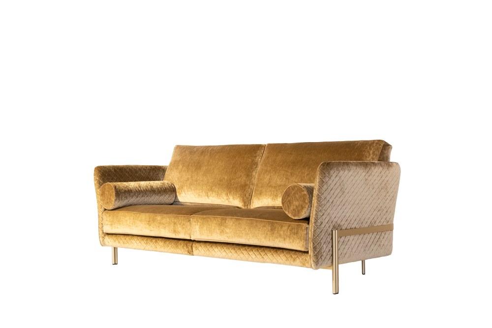 UNIVERSAL 3 seater velvet and leather sofa