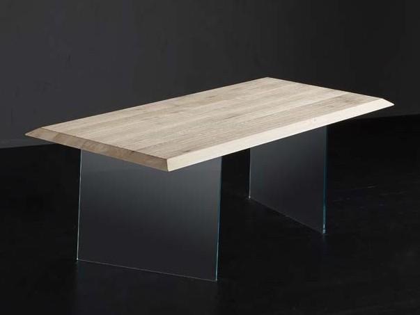 RIO + ICE Rectangular wood and glass dining table