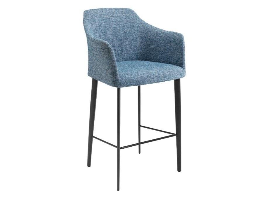 CARMEN High upholstered fabric stool with armrests