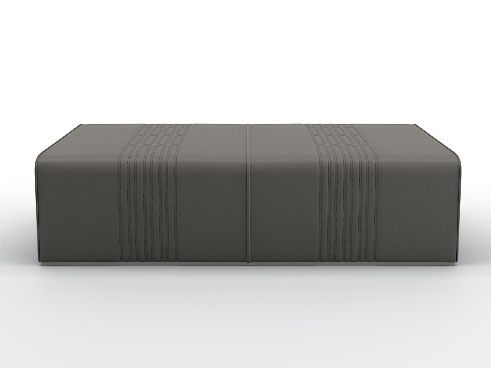 GREY Upholstered rectangular leather pouf