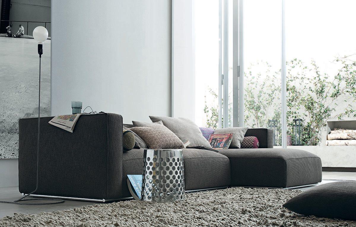 SHANGAI Sectional fabric sofa with removable cover with chaise longue