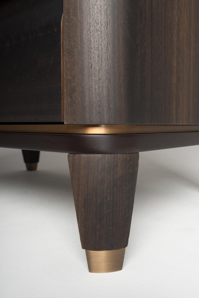 ERCOLINO Rectangular eucalyptus bedside table with drawers