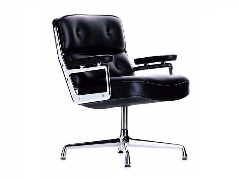 ES 108 Swivel leather training chair with armrests