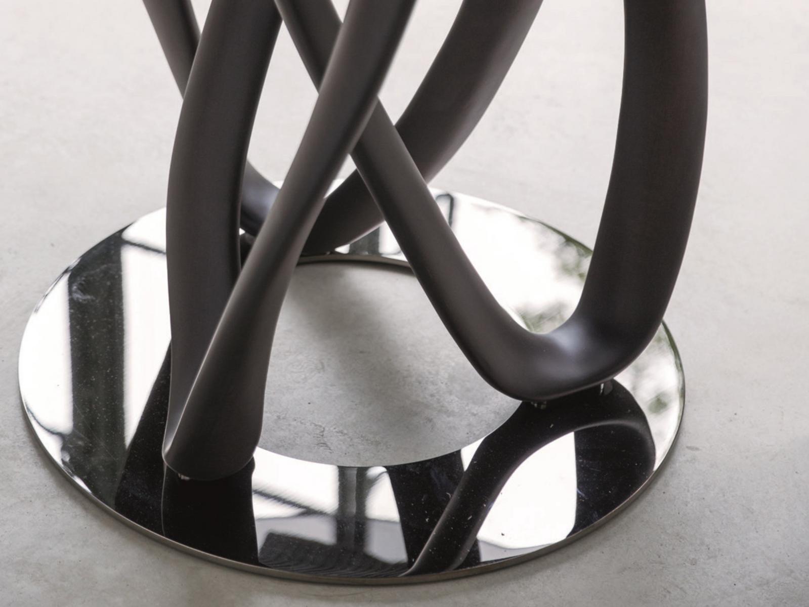 INFINITY Round solid wood table and crystal top