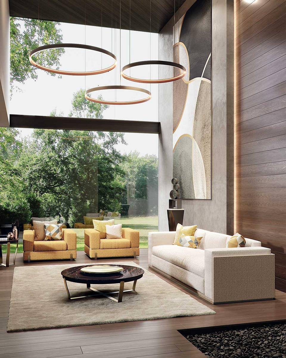 ARISTO XL Low round steel and wood coffee table