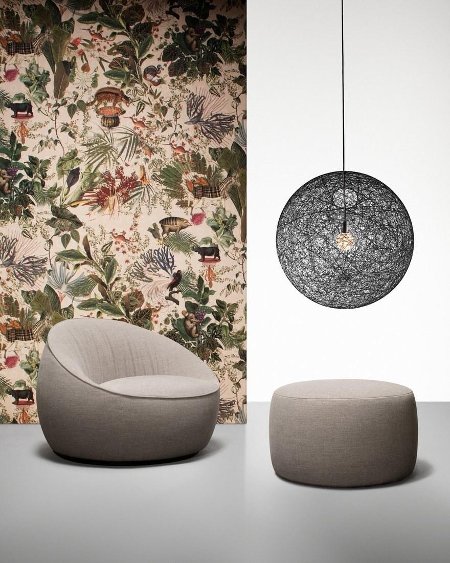 POOOF Upholstered round pouf with removable lining