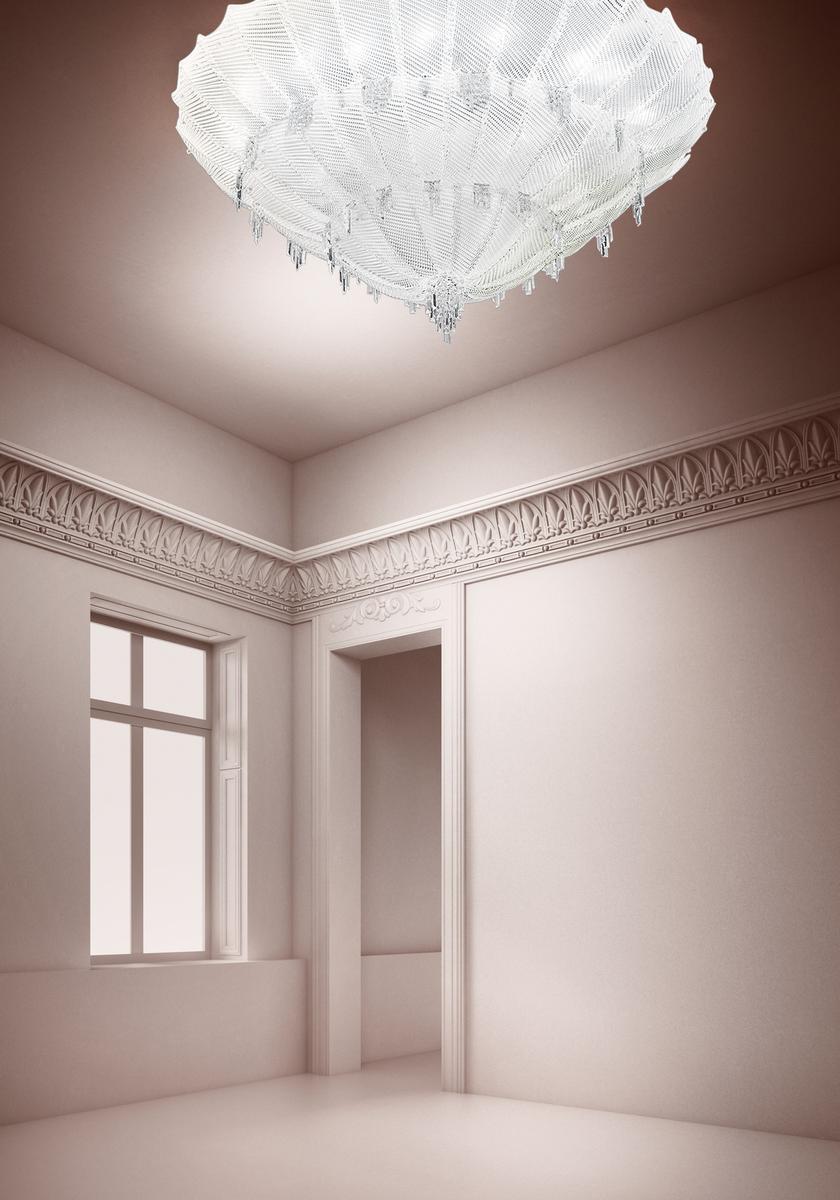 MANIN Glass ceiling light with crystals