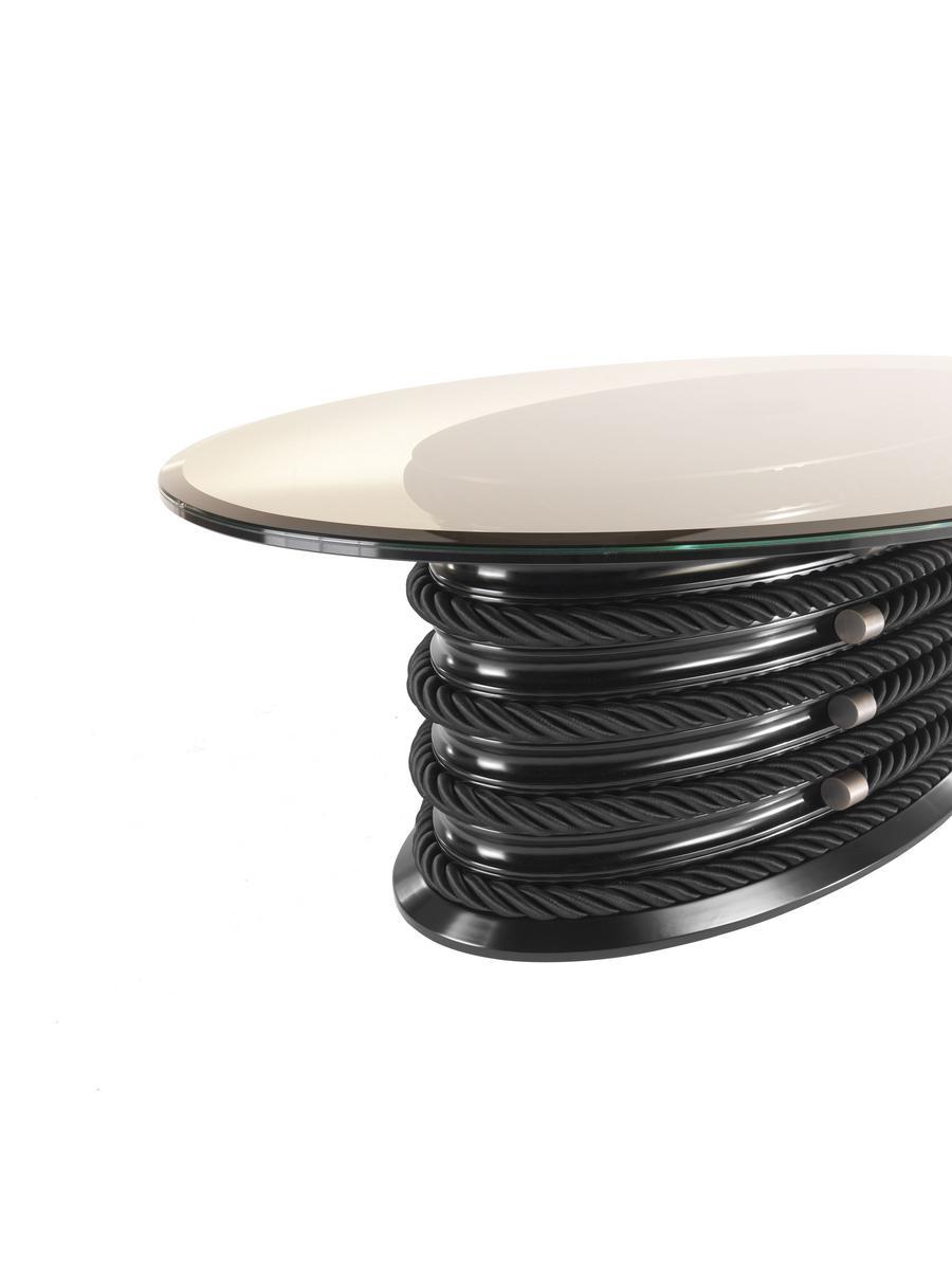 BRICK LANE Oval wood and glass coffee table