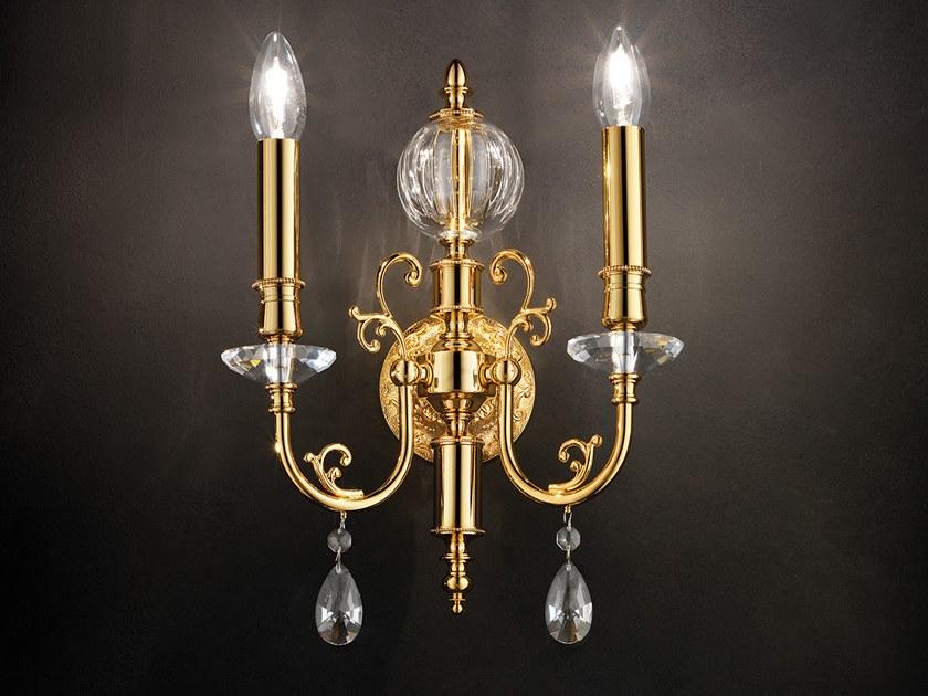 ZAIRA A2 Incandescent brass wall lamp with crystals