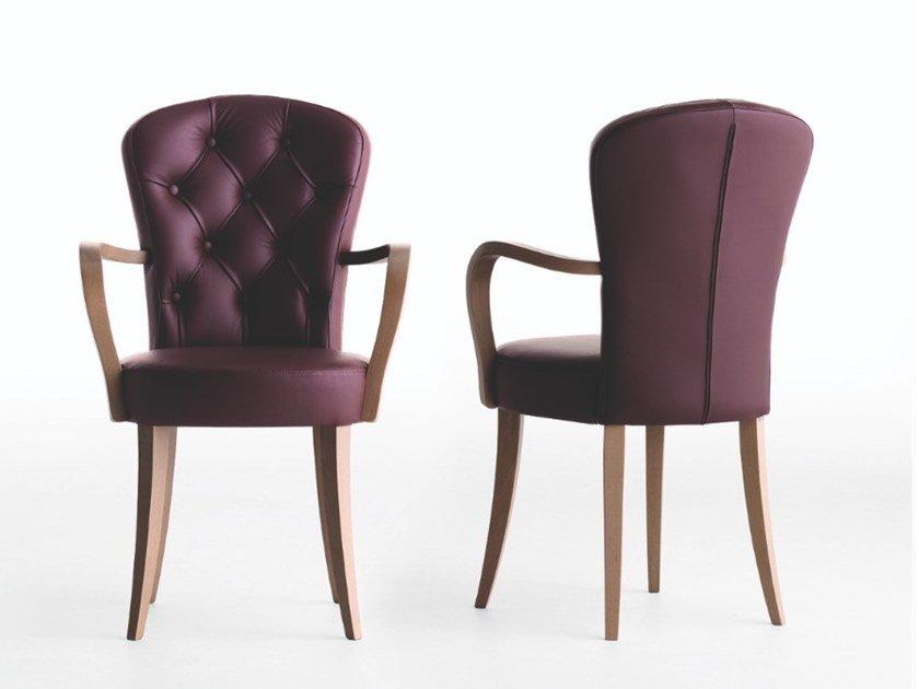 OLIVIA Tufted leather chair with armrests