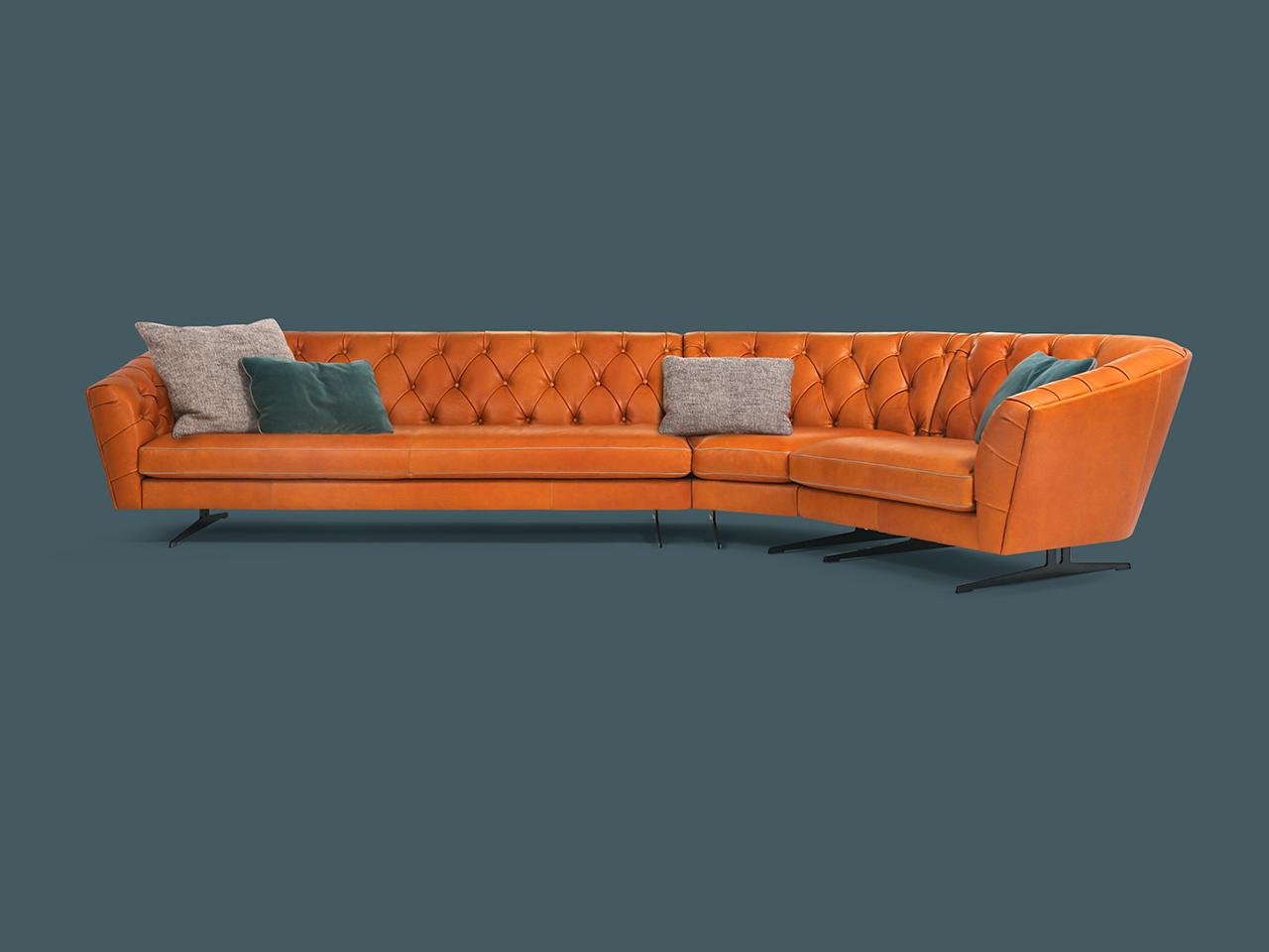 NEW KAP Tufted sectional curved leather sofa