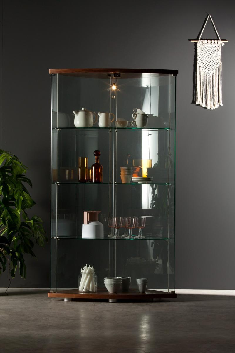 GRACIA Wood and glass display cabinet with integrated lighting