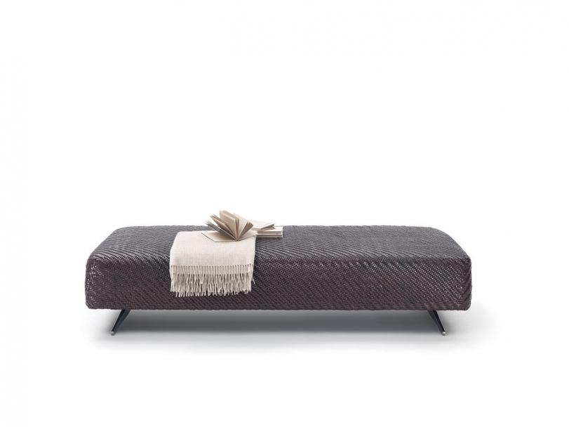 FILICUDI Rectangular tanned leather pouf