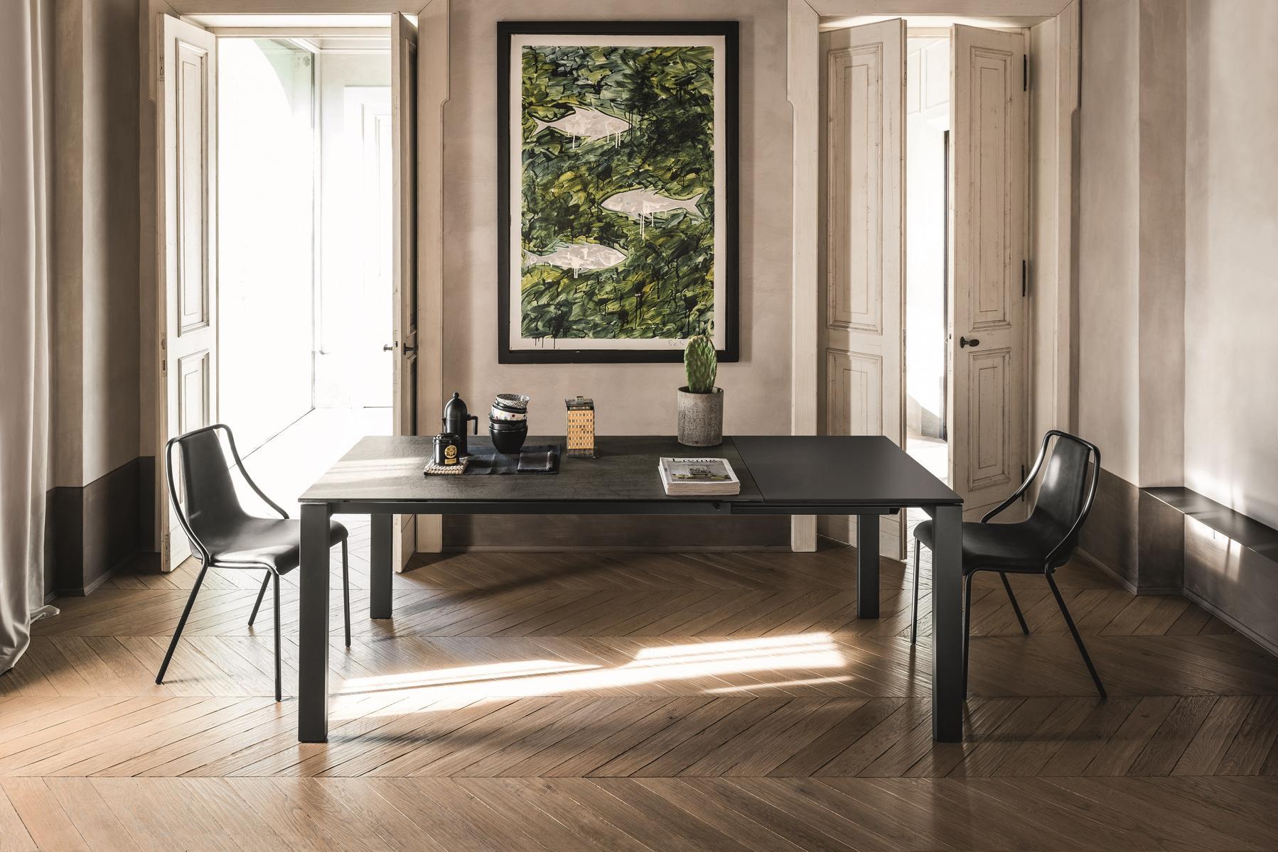 BADÙ Extending rectangular steel and wood table