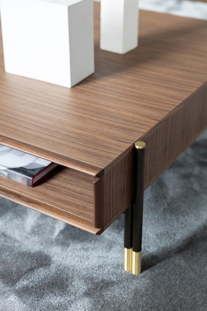 BAYUS Low rectangular coffee table in canaletta walnut