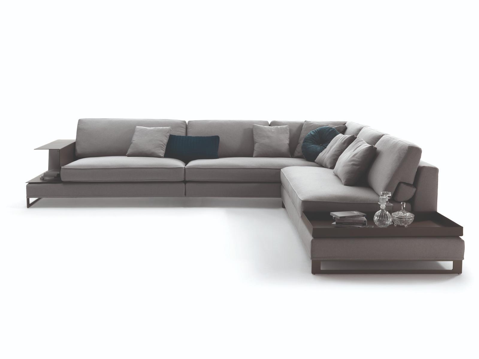DAVIS TOP FLAT Corner fabric sofa with integrated magazine rack