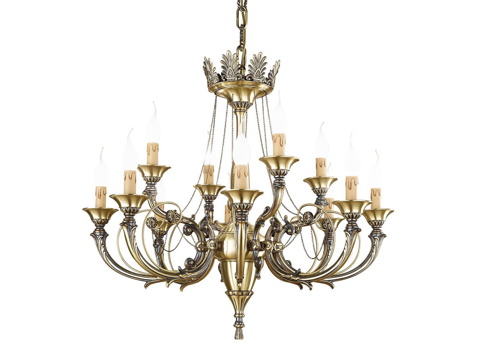 GINEVRA 858/8+4 Antique Brass chandelier
