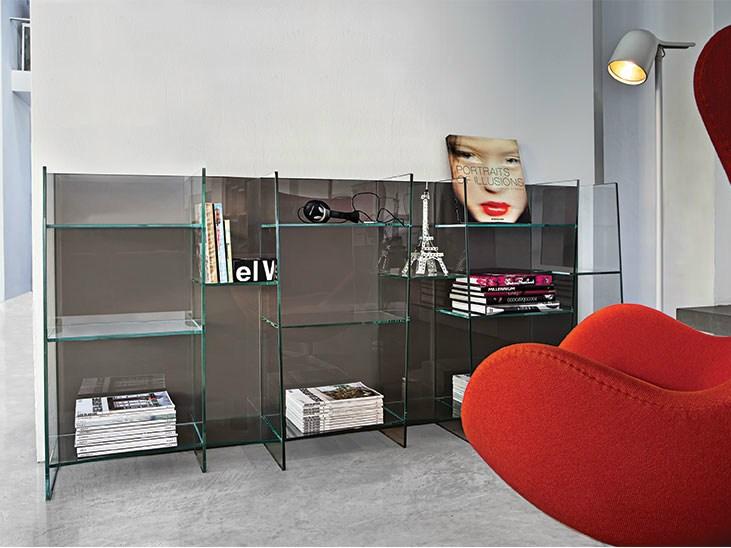 DELPHI H. 96 Wall-mounted modular crystal bookcase