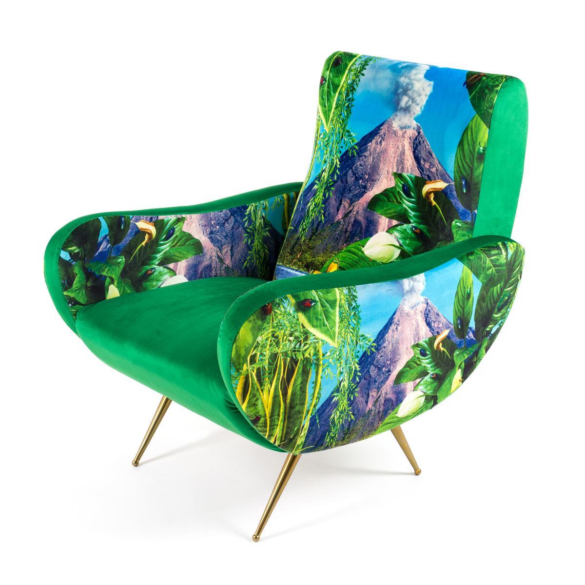 VOLCANO Fabric armchair with armrests