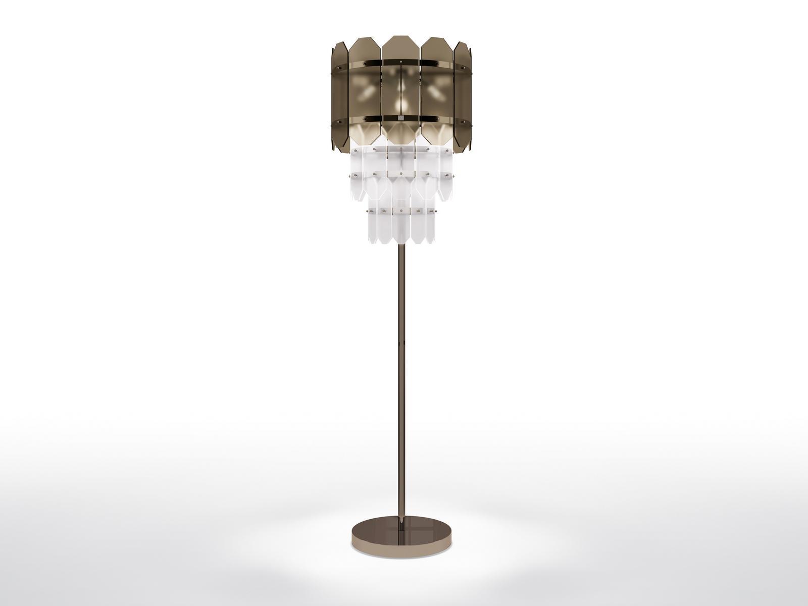 TWIN Metal floor lamp and glass shade