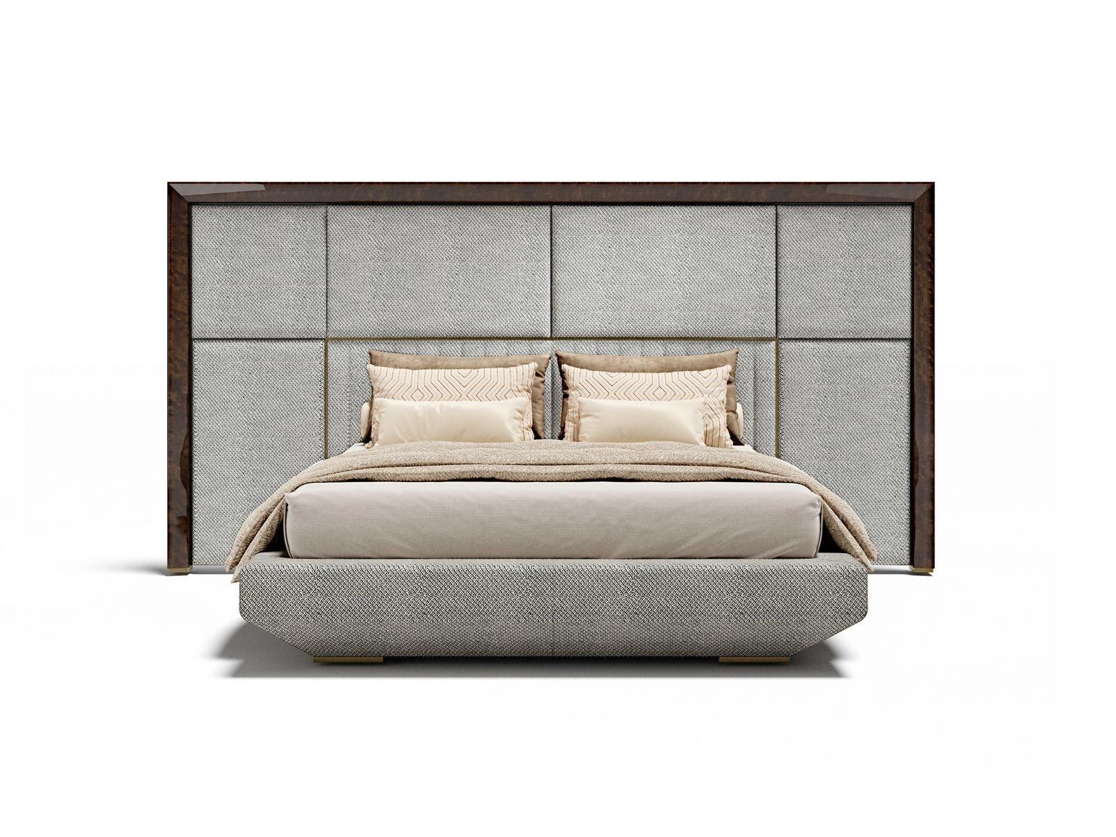 KIMERA Leather king size bed with high headboard