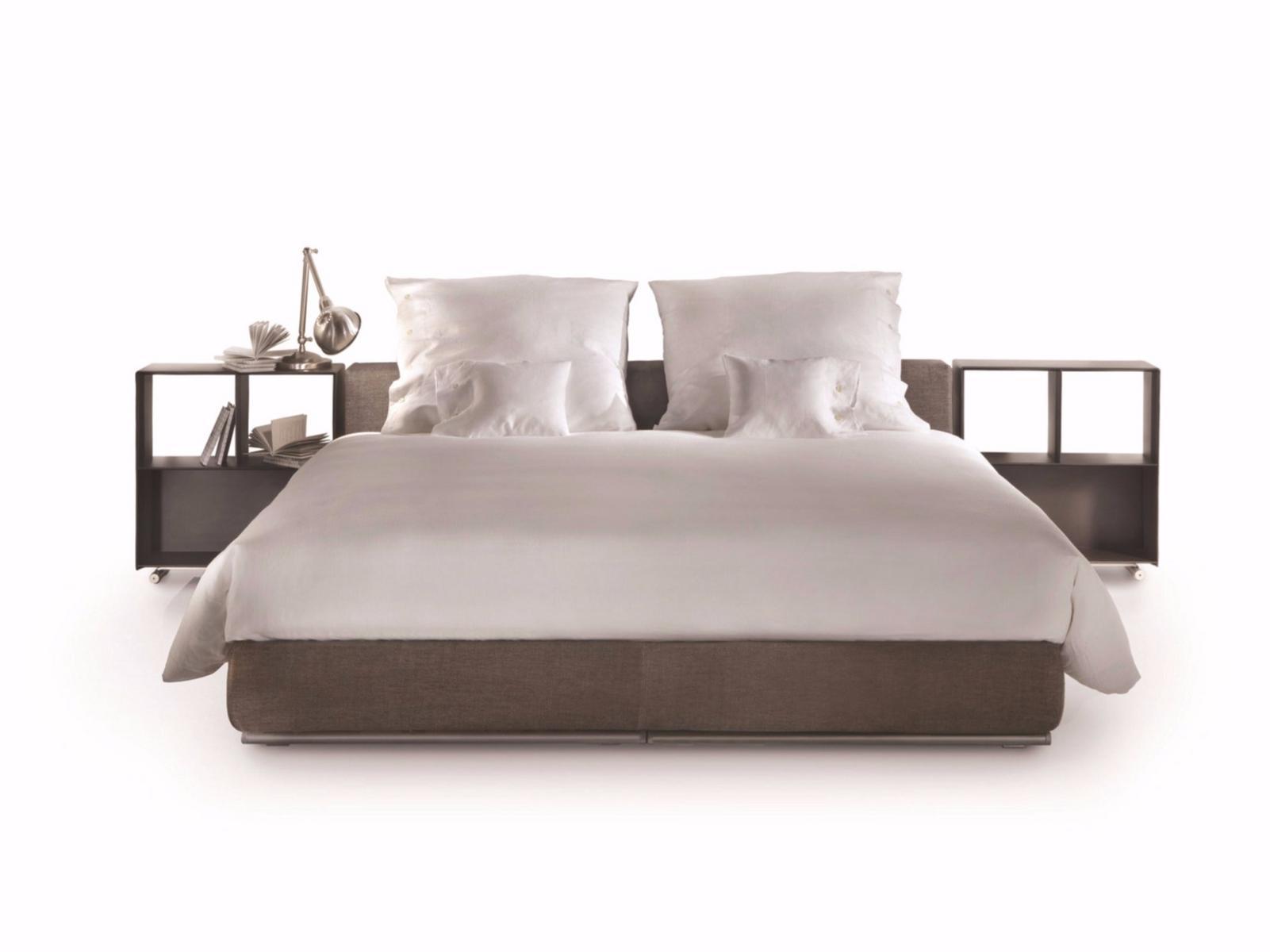 GROUNDPIECE SLIM Fabric double bed with removable cover