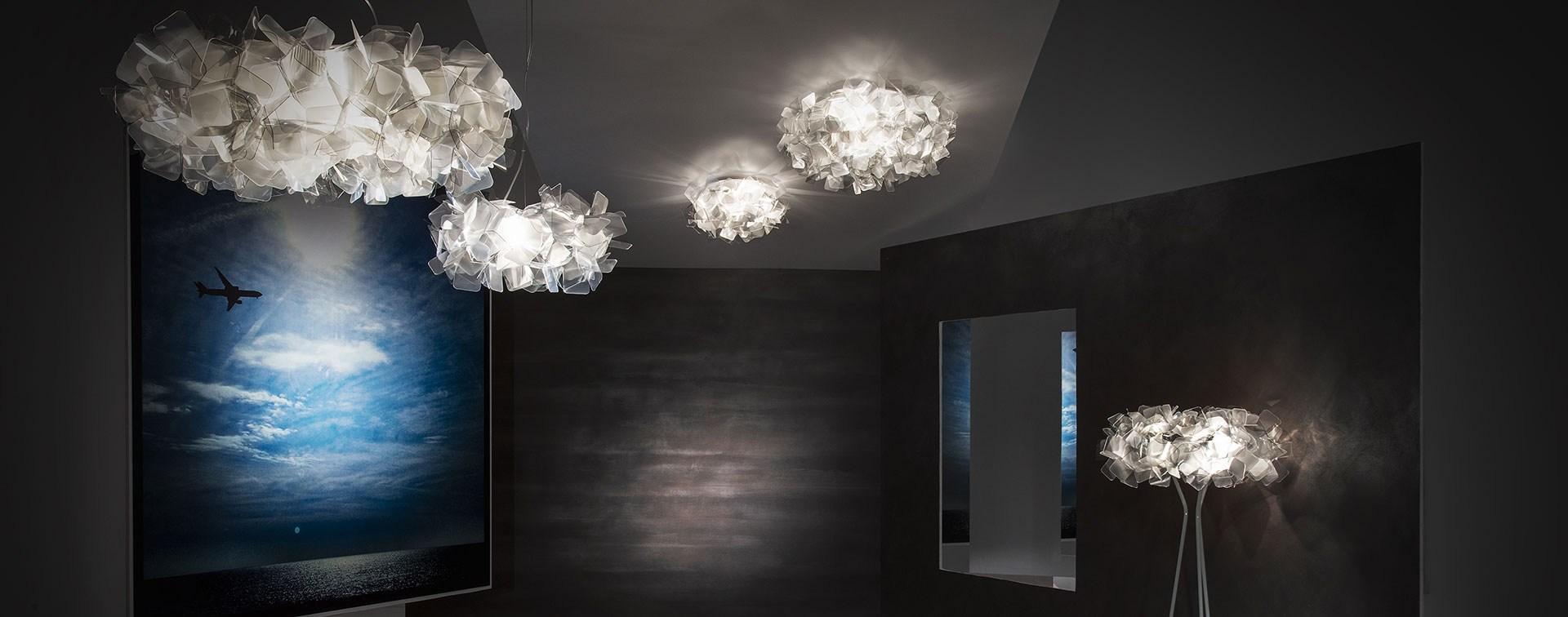 CLIZIA FUMÈ SMALL Lentiflex® and Cristalflex Fumé® LED ceiling lamp