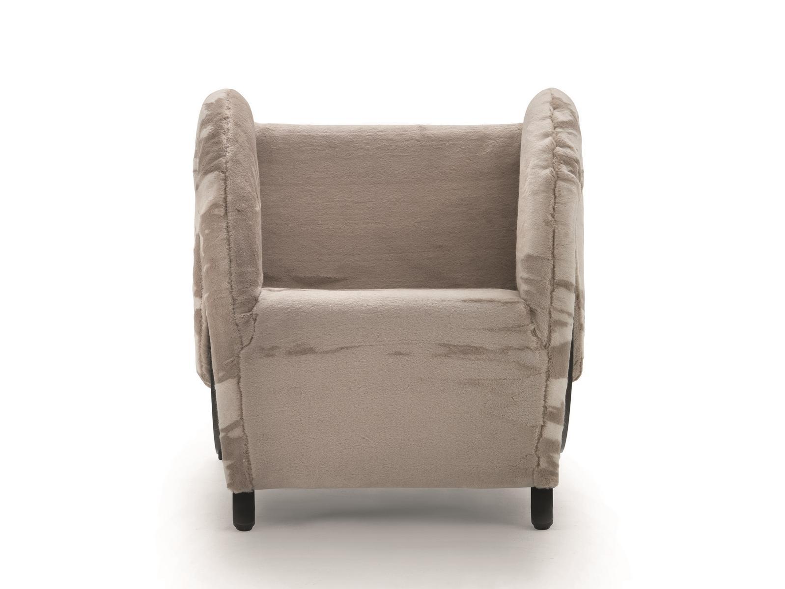 VIRGOLA Upholstered fabric easy chair with armrests
