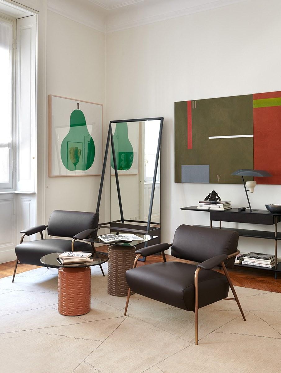 STAY Leather armchair with armrests