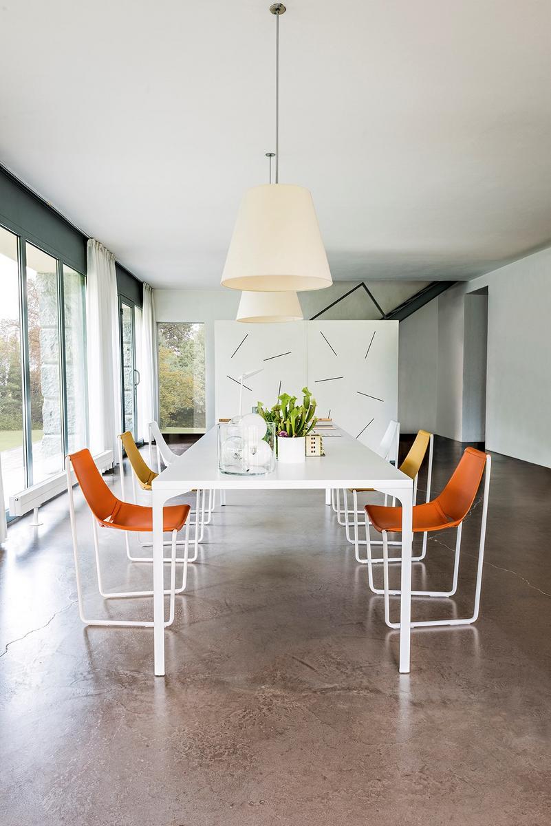 APELLE S Sled base tanned leather restaurant chair
