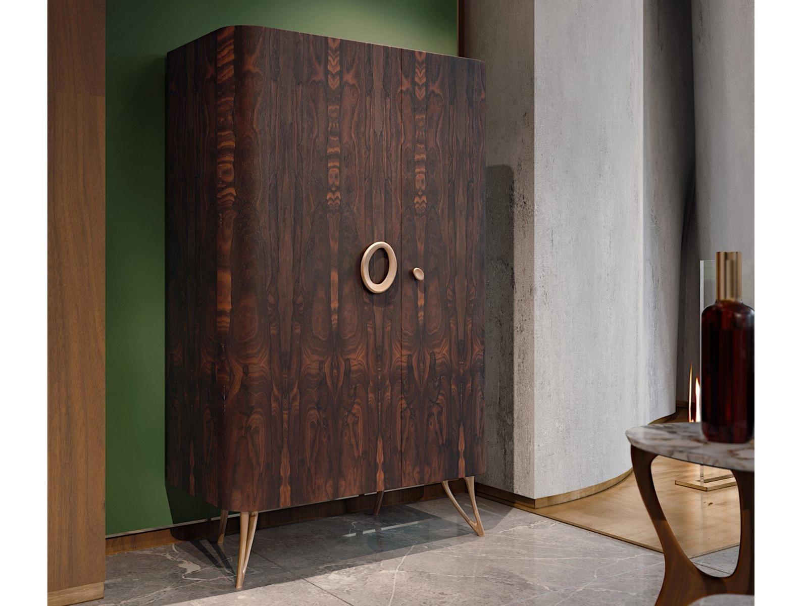 ZEUS Ziricote wood bar cabinet with integrated lighting