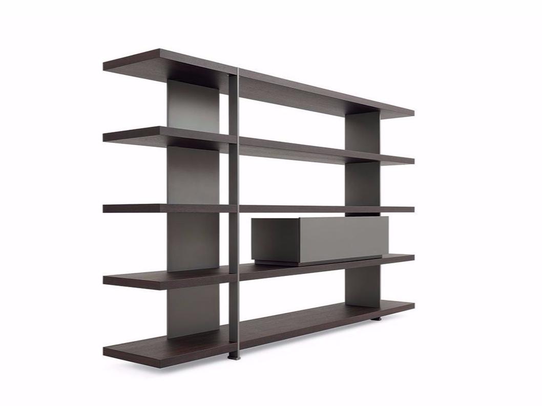BRISTOL Open double-sided wood veneer bookcase