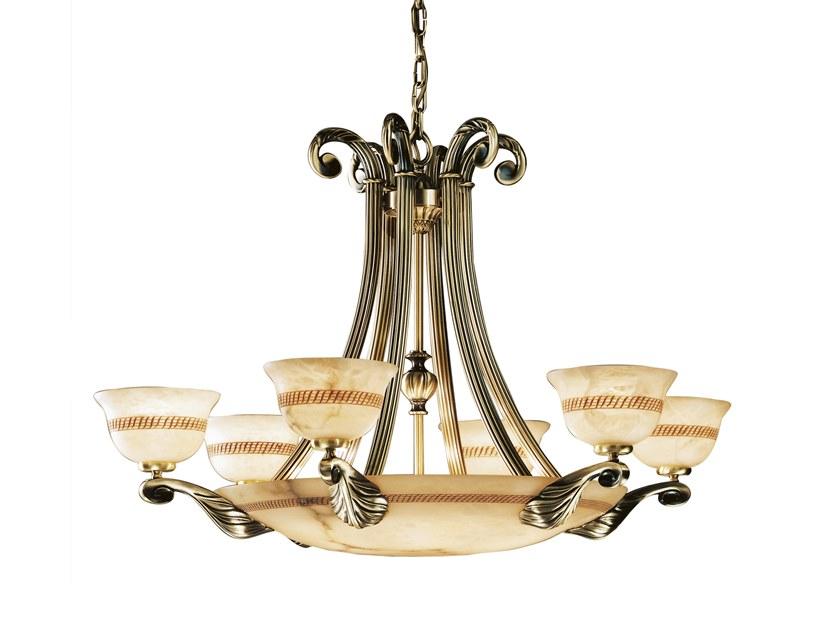 VIVIENNE 2500/6+6 Antique Brass chandelier with alabaster