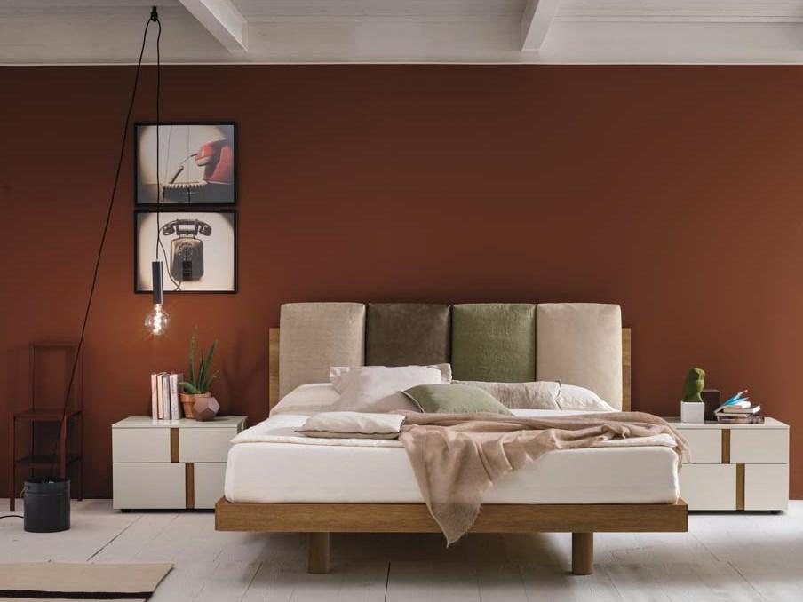 NIKKI Eco-leather double bed with upholstered headboard