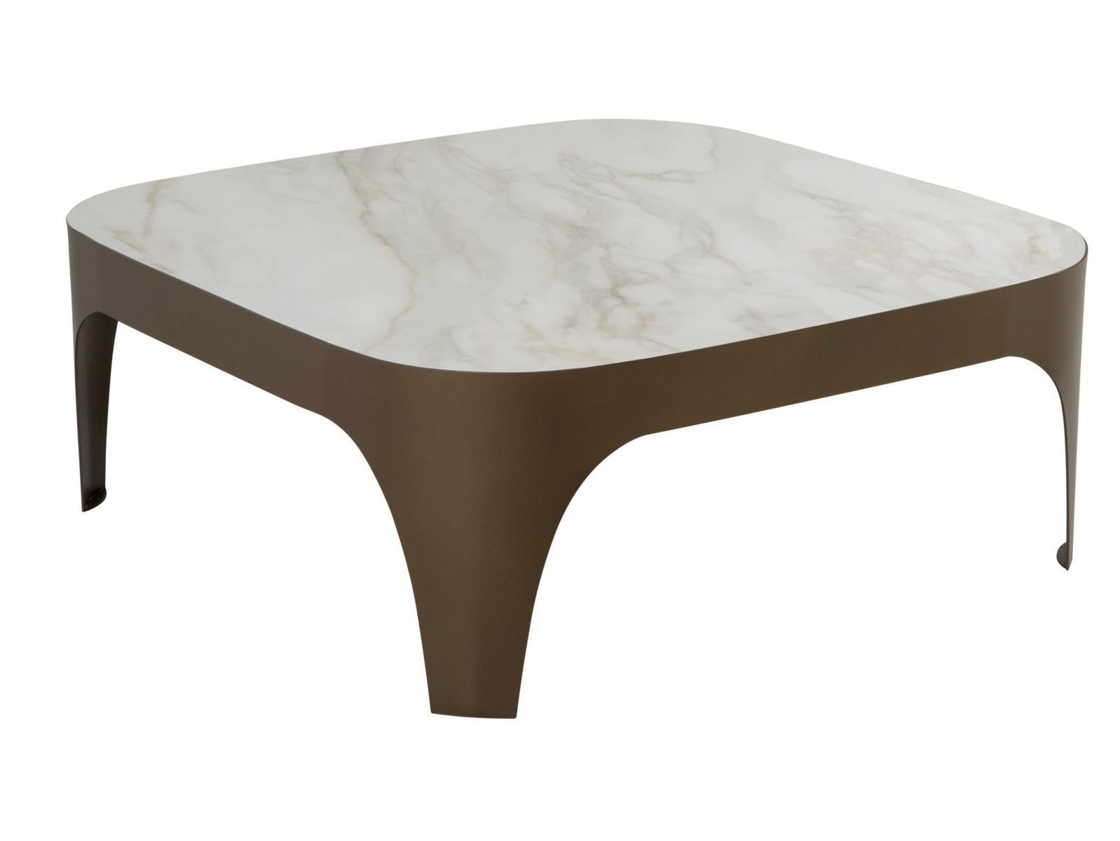 MODÌ Square steel coffee table and porcelain stoneware top