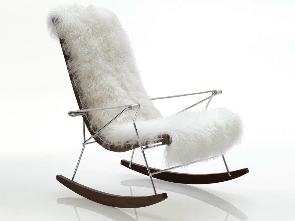 J.J. Rocking fur armchair with armrests